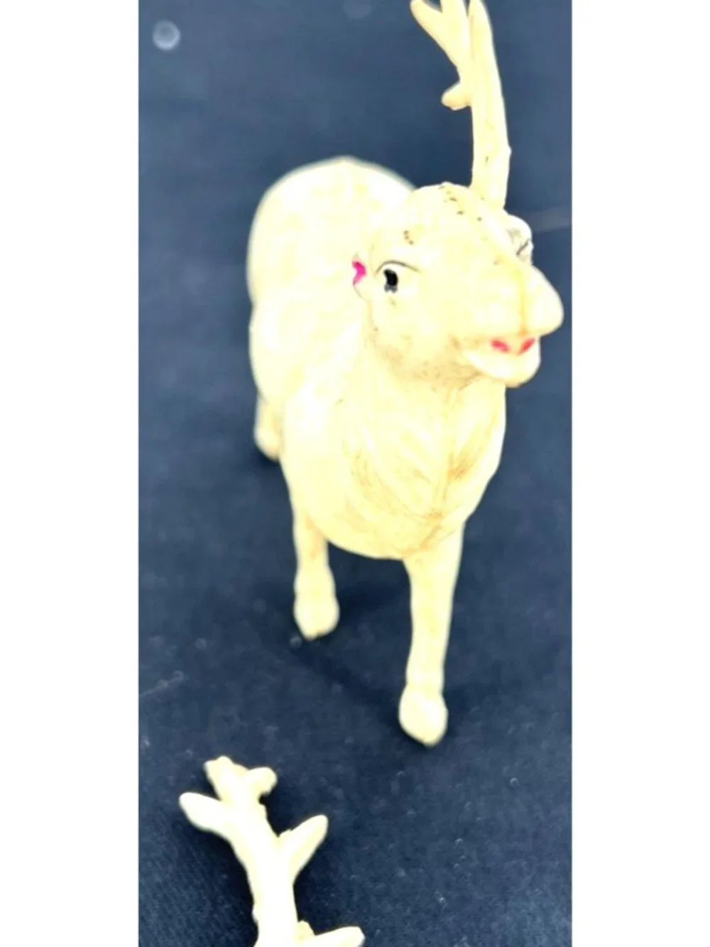 Vintage Standing White Deer Reindeer Antlers Plastic Lot of 6